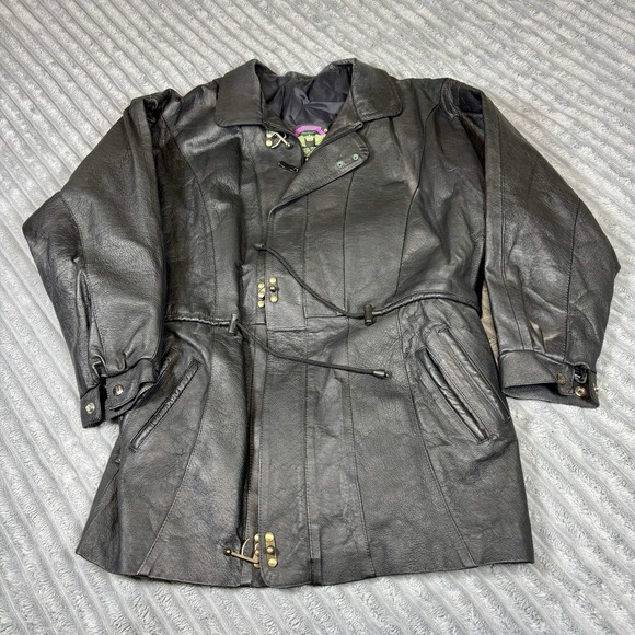 CODPAO Other - CIDPAO Men's Genuine Leather Jacket‎ L Coat Black Zip Snap Made in Mexico